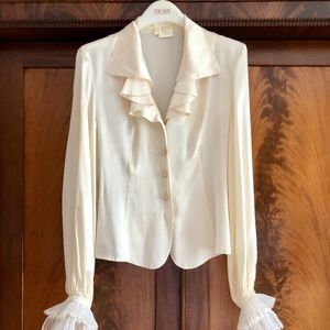 Escada white evening silk blouse